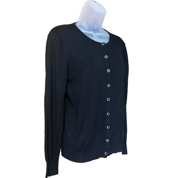 Select + Trend Black Cardigan Sz M Faceted Buttons Twee Dark Academia Classic - Picture 2 of 8